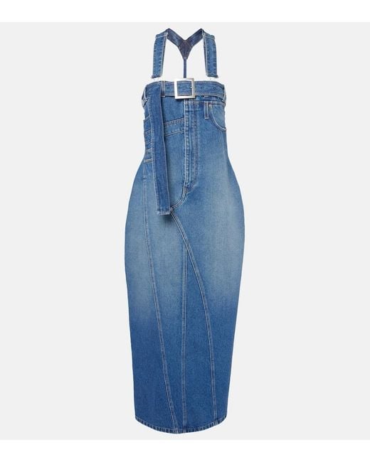 Jean Paul Gaultier Blue Overall Detail Denim Dress
