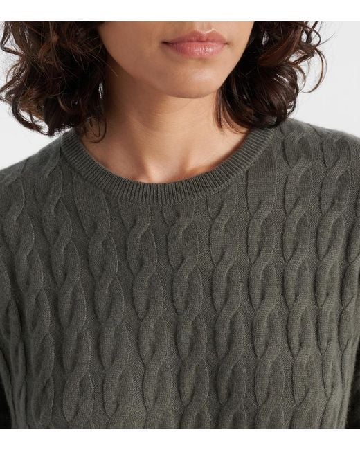Lisa Yang Gray Cable-Knit Cashmere Sweater
