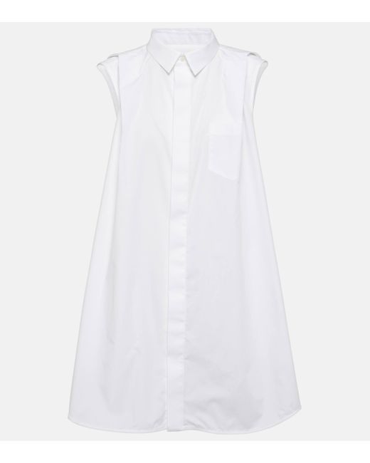 Sacai White Poplin Shirt Dress