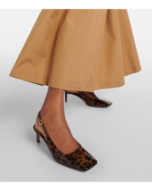 Gianvito Rossi Brown 55 Patent Leather Slingback Pumps