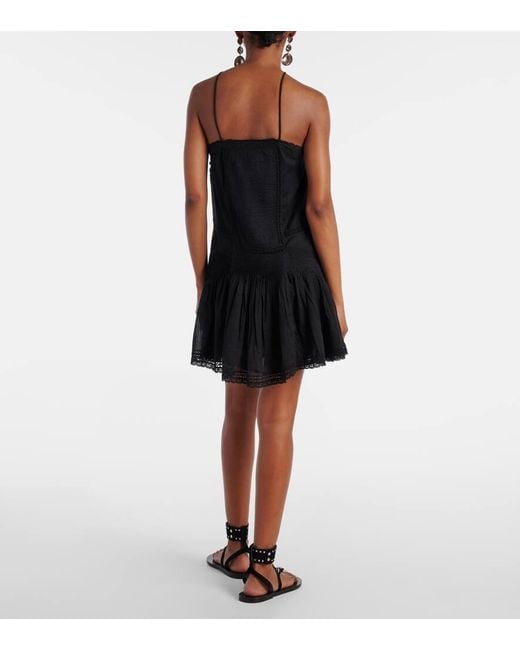 Isabel Marant Black Geraldin Lace-Trimmed Cotton Minidress