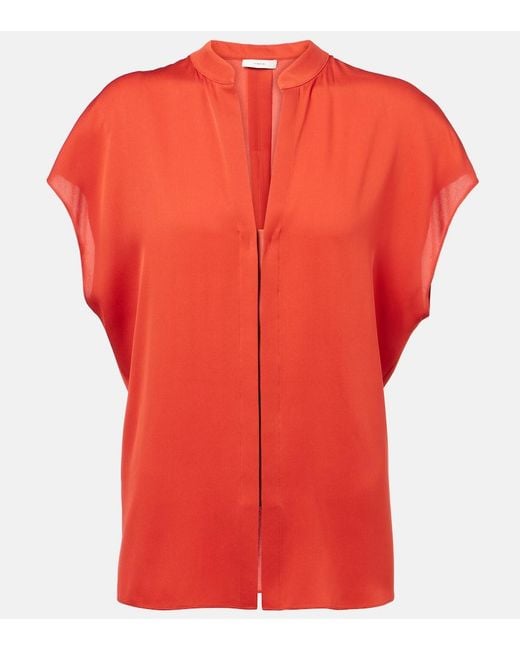 Vince Red Silk-Blend Blouse