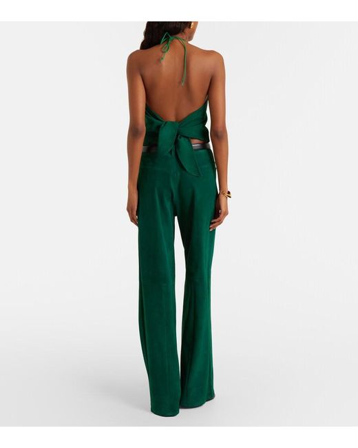 Stouls Green Mytheo Suede Wide-Leg Pants