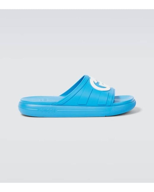 Gucci Blue Pursuit Interlocking G Slides for men