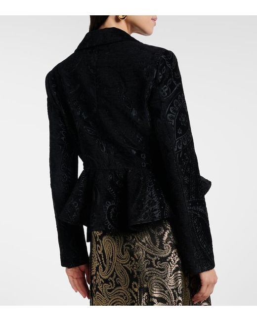Etro Black Paisley Peplum Blazer
