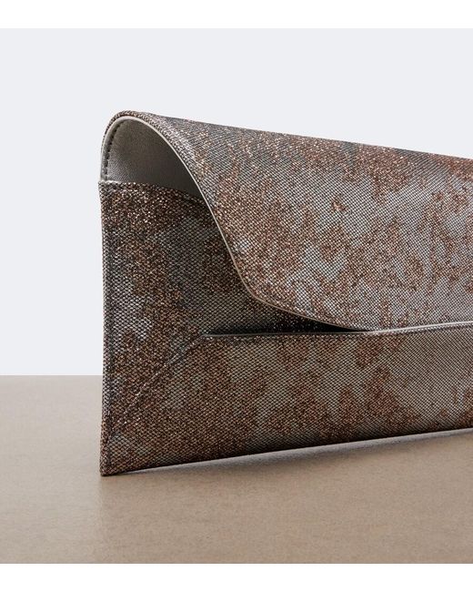 Aquazzura Gray Envelope Sequined Metallic Leather Clutch