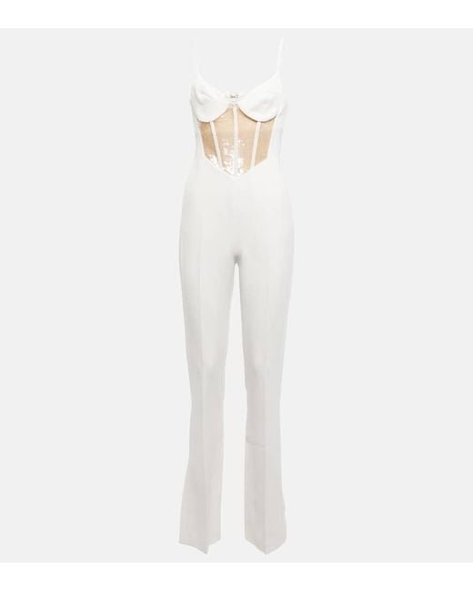 David Koma White Sequined Cutout Cady Jumpsuit