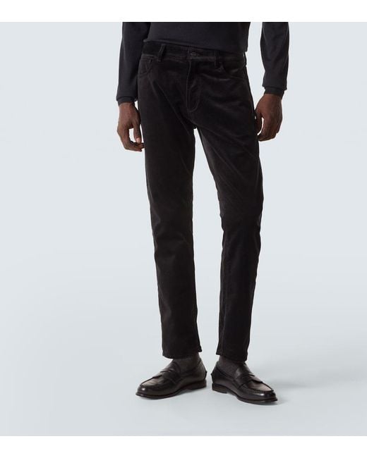 Ralph Lauren Black Mid-Rise Cotton Velvet Slim Pants for men
