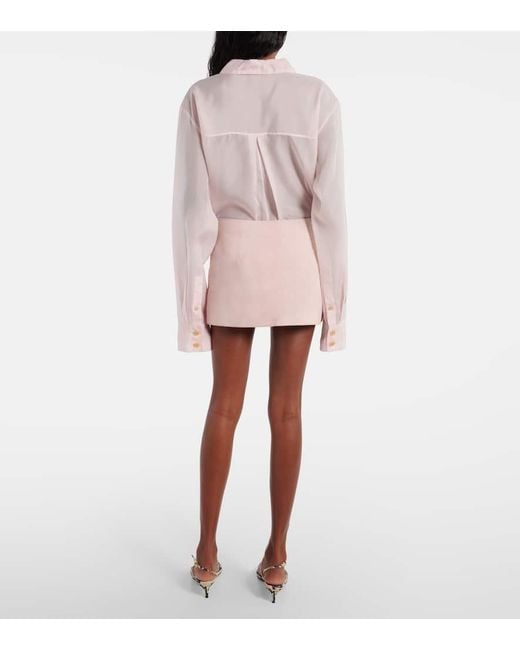 Khaite Pink Jett Suede Miniskirt