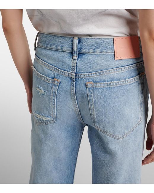 Acne Blue Distressed Straight Jeans
