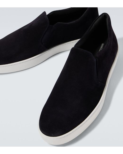 Manolo Blahnik Black Nadores Suede Slip-On Sneakers for men