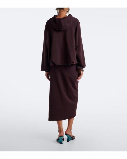 Dries Van Noten Purple Ruffled Cotton Jersey Midi Skirt