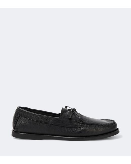 Saman Amel Black City Moc Leather Loafers for men
