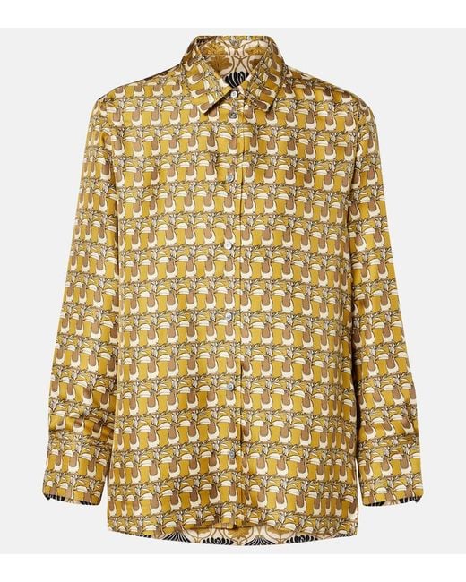 Max Mara Yellow Printed Reversible Silk Shirt