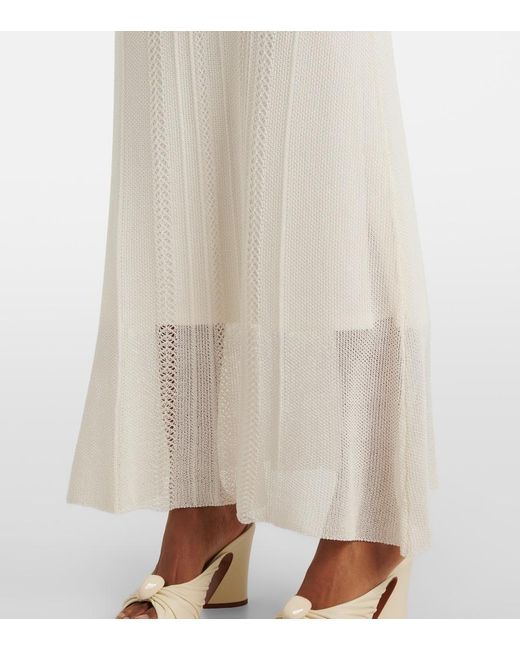 Faithfull The Brand White Treillis Crochet Cotton-Blend Midi Dress