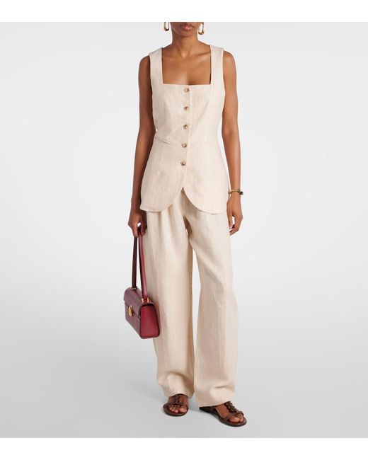 Posse Natural Lucille Pinstripe Linen Vest