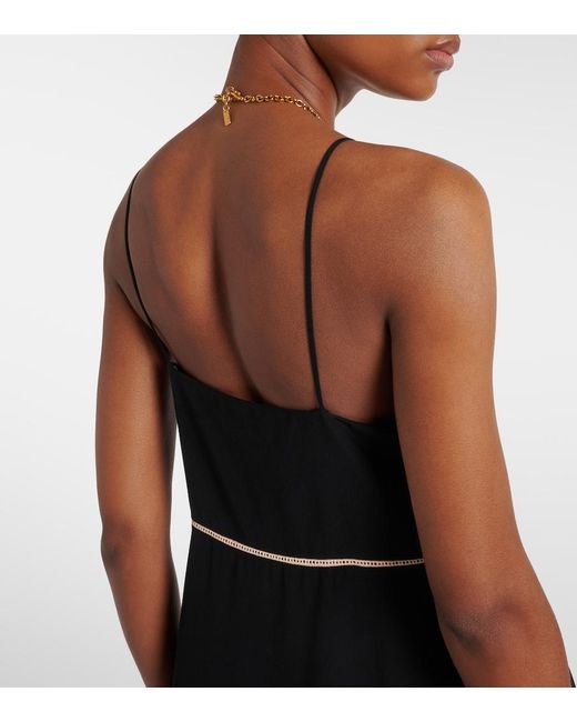 Chloé Black Lace-Trimmed Silk Chiffon Maxi Dress