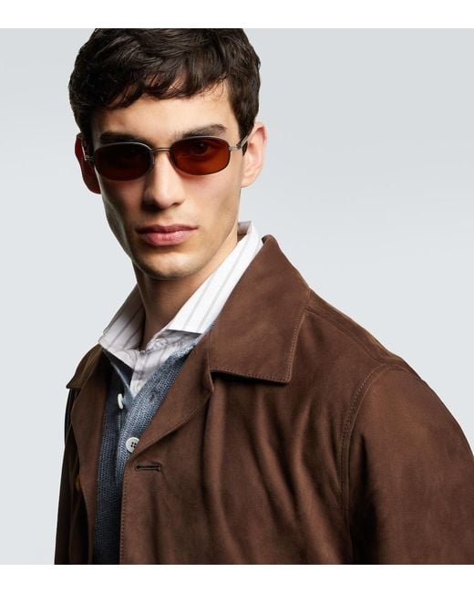 Brunello Cucinelli Brown Oval Sunglasses for men