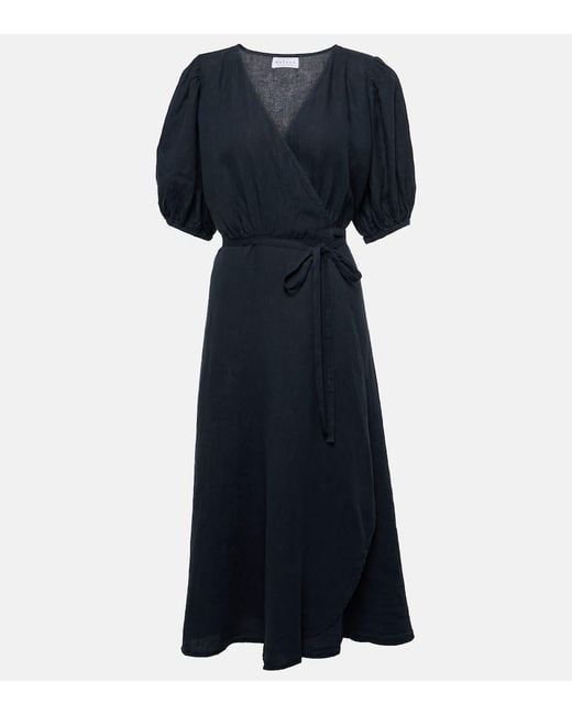 Velvet Blue Midikleid Dalene Aus Leinen