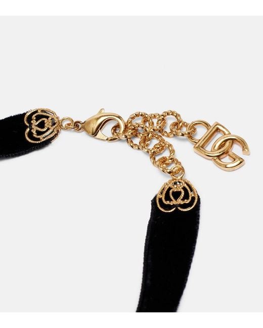 Dolce & Gabbana Black Devotion Embellished Velvet Choker