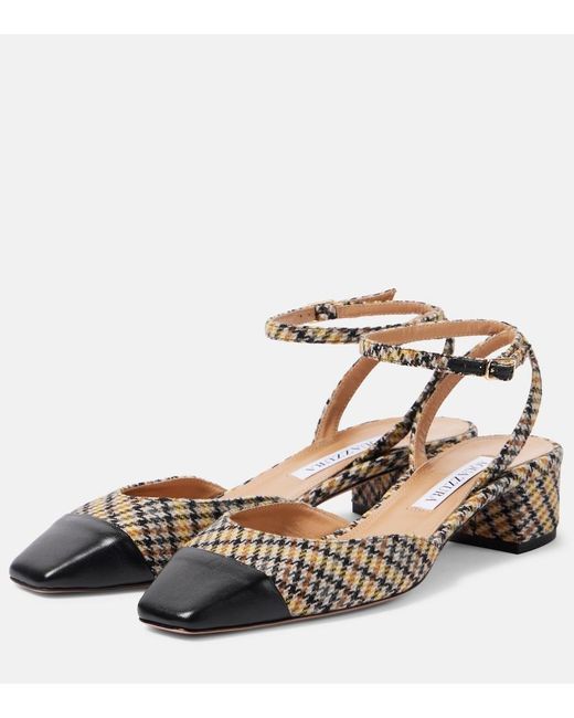 Aquazzura Metallic French Flirt 35 Tartan Pumps
