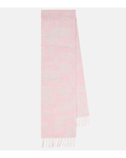 Acne Pink Logo Wool-Blend Scarf