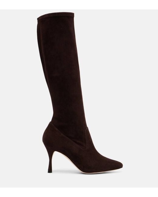 Manolo Blahnik Brown Myconia Suede Knee-High Boots