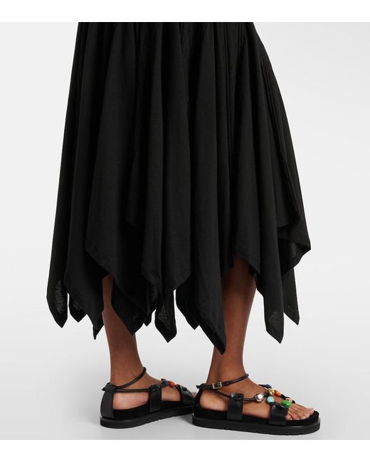 Loewe Black Paula's Ibiza Pointelle Cotton Jersey Maxi Dress