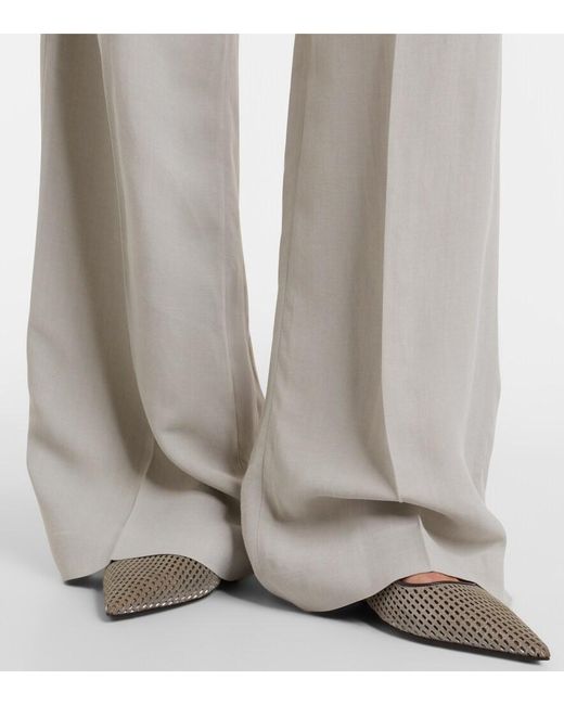 Brunello Cucinelli Gray Monili Wide-Leg Pants