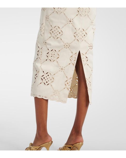 Veronica Beard White Nettia Embroidered Cotton Midi Dress