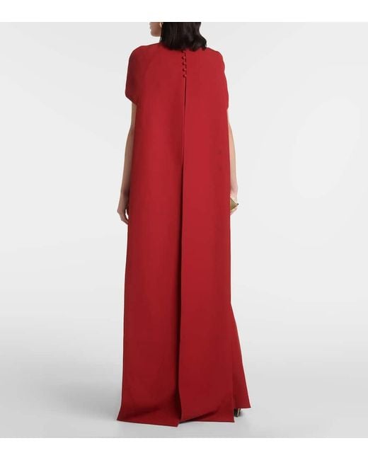 Safiyaa Red Ginkgo Caped Gown