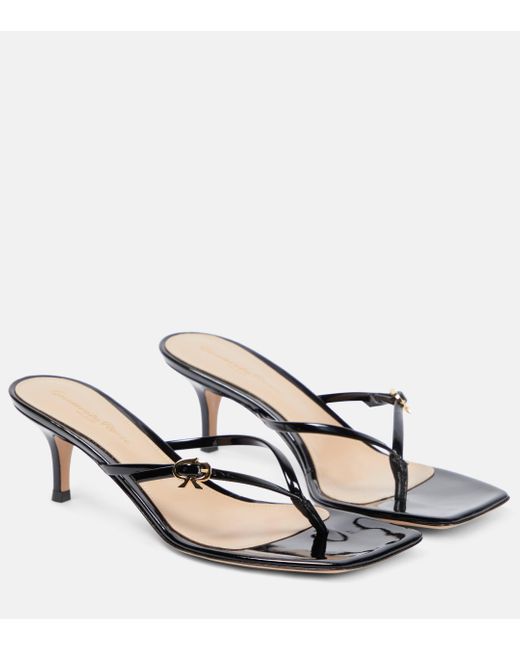 Gianvito Rossi White Patent Leather Thong Sandals