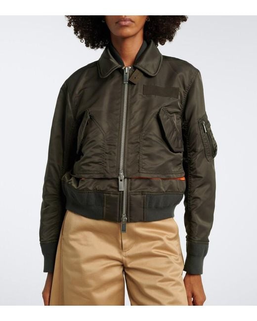 Sacai Black Layered Technical Bomber Jacket