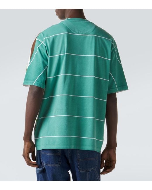 Prada Green Striped Cotton Jersey T-Shirt for men