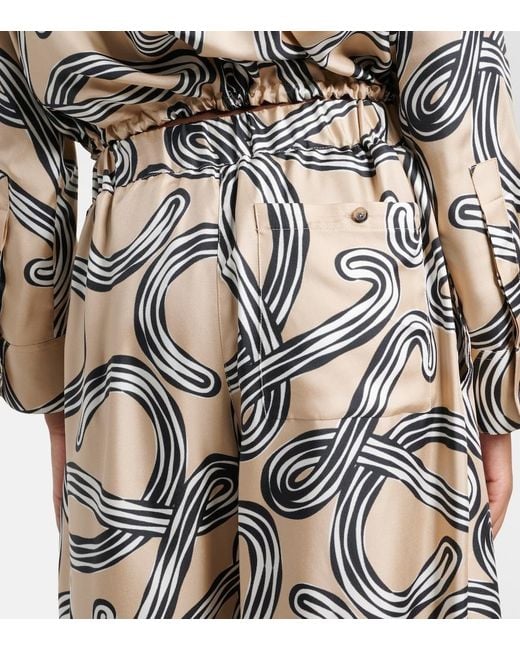 Loewe Natural Paula's Ibiza Anagram Silk Wide-Leg Pants