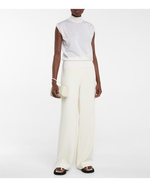 The Row White Ginza Two-Tone Leather And Suede Platform Flip Flops