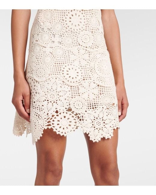 Staud Natural Mini Whimsy Crochet Cotton Minidress