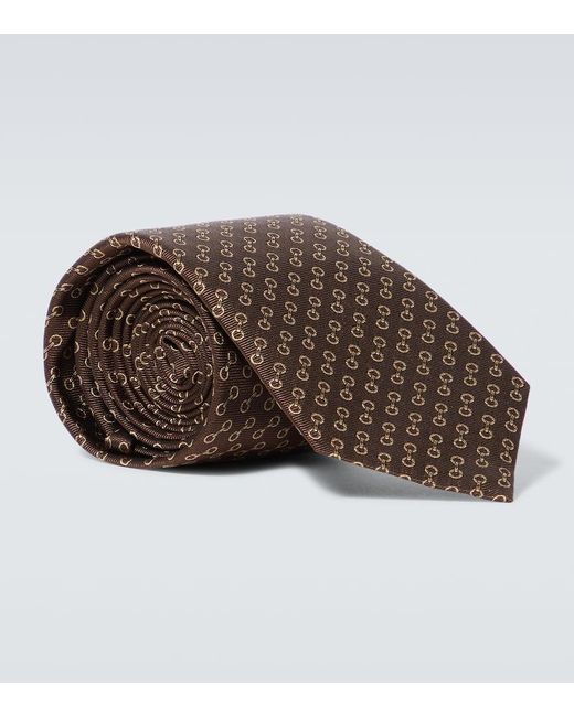 Gucci Krawatte Horsebit aus Seiden-Jacquard in Brown für Herren