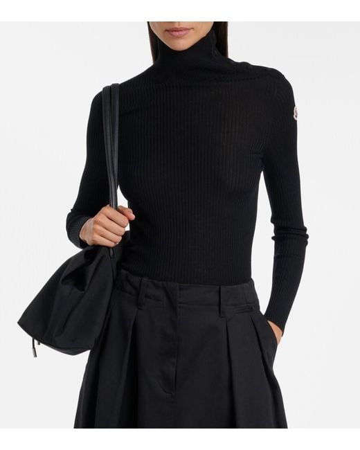 Moncler Black Virgin Wool Turtleneck Sweater
