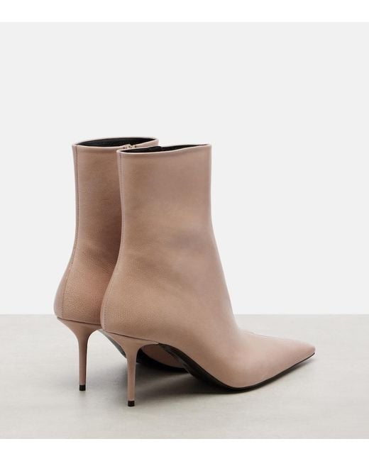 Saint Laurent Natural Ashley 75 Leather Ankle Boots