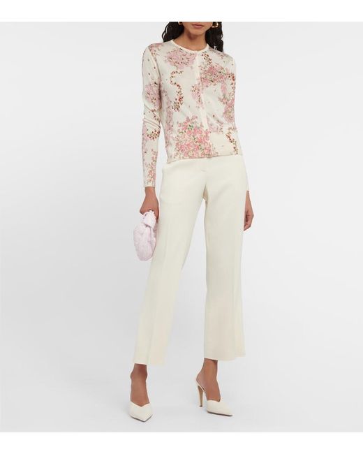 Giambattista Valli Pink Floral Cashmere And Silk Cardigan