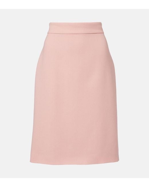Valentino Pink Virgin Wool Crepe Pencil Skirt