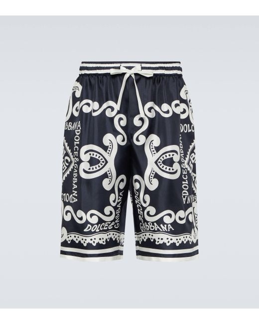 Dolce & Gabbana Blue Marina Silk Twill Shorts for men