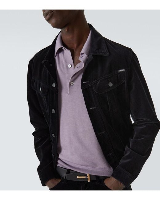 Tom Ford Purple Cashmere And Silk Polo Sweater for men