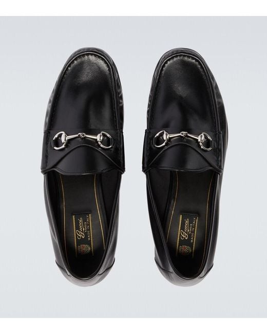 Gucci Black Lugano Horsebit Leather Loafers for men