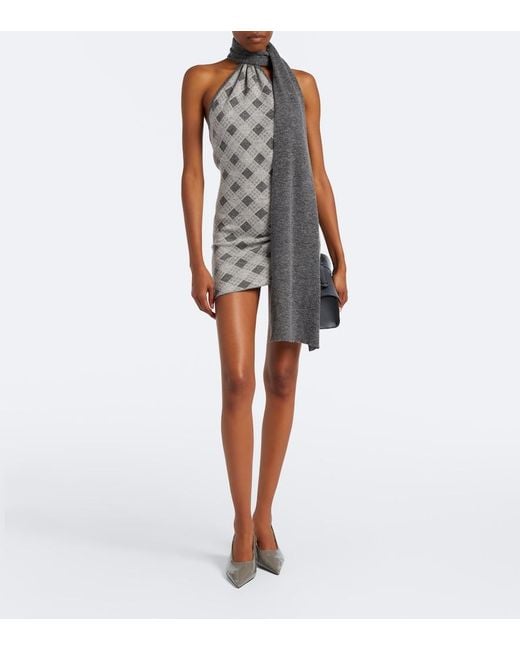 AYA MUSE Gray Axis Wool-Blend Minidress