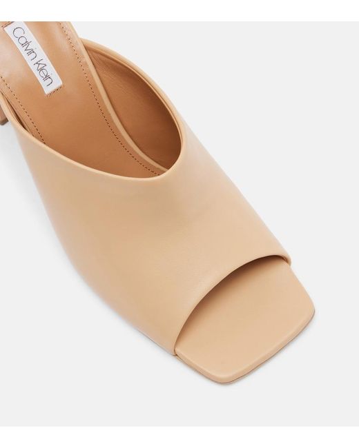 Calvin Klein Natural Palma Leather Mules
