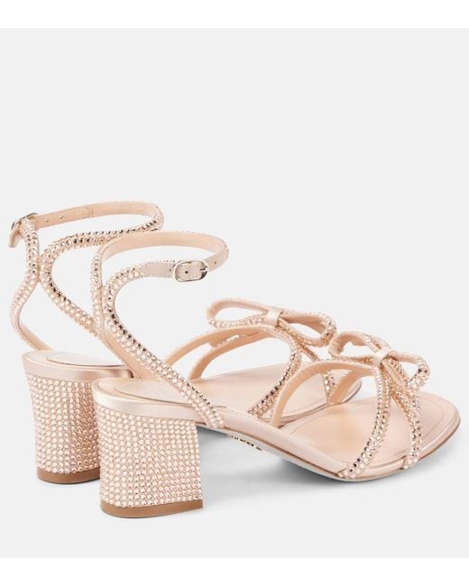 Rene Caovilla Pink 50 Embellished Bow-Detail Satin Sandals