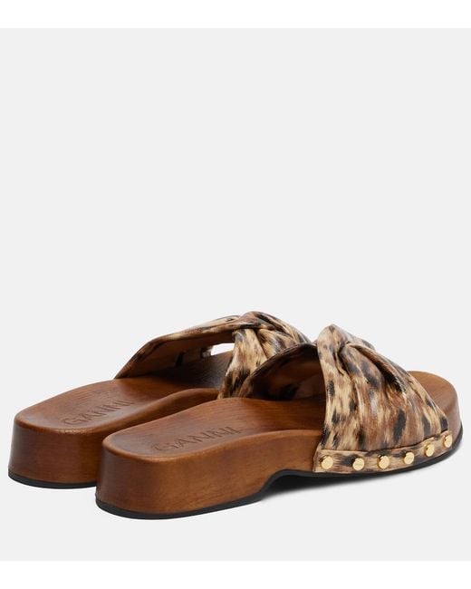 Ganni Brown Tia Leopard-Print Clogs