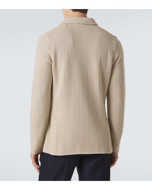 Lardini Natural Double-Breasted Virgin Wool Blazer for men